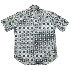 Reyn Spooner Floral Button Up Hawaiian Shirt Short Sleeve Blue Size M